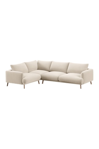 Canapé d’angle gauche Margot - Beige - 6 places - En tissu velours