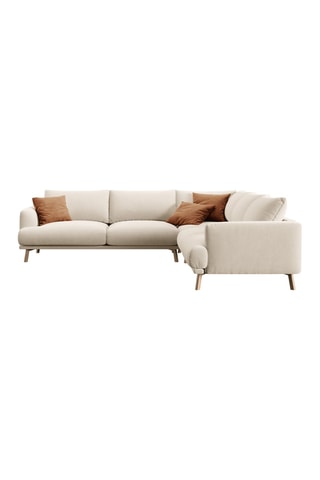 Canapé d’angle symétrique Margot - Beige - 5 places - En tissu velours