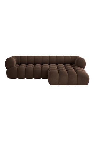 Canapé d'angle droit modulable Maurice - Marron - 3 Places - Tissu velours
