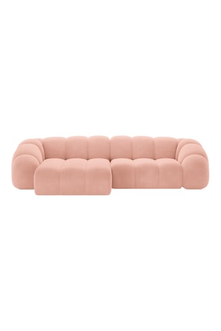 Canapé d'angle gauche Lyna - Rose clair - 4 places - Tissu velours