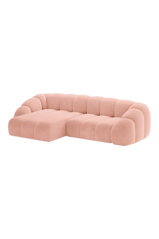 Canapé d'angle gauche Lyna - Rose clair - 4 places - Tissu velours