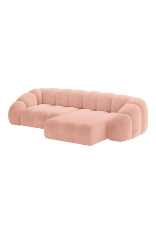 Canapé d'angle droit Lyna - Rose clair - 4 places - Tissu velours