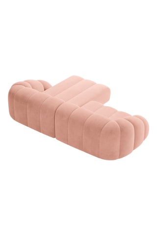 Canapé d'angle droit Lyna - Rose clair - 4 places - Tissu velours