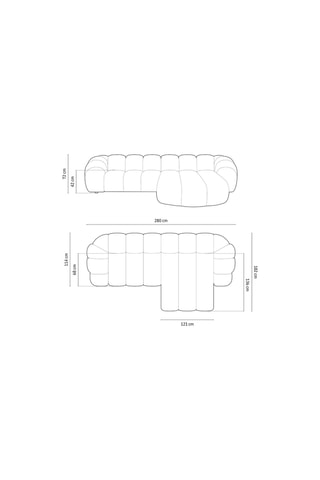 Canapé d'angle droit Lyna - Rose clair - 4 places - Tissu velours