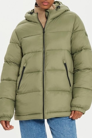 Gewatteerde Jas met Capuchon Box Logo - Kaki