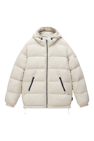 Gewatteerde Jas met Capuchon Box Logo - Beige