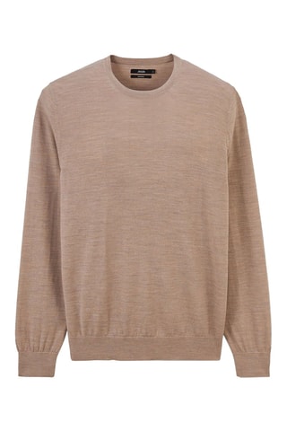 Merinoswollen Trui - Gemêleerd Beige