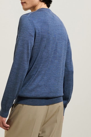 Merinoswollen Trui - Gemêleerd Donkerblauw