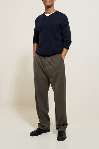 Merinoswollen Trui - Marineblauw