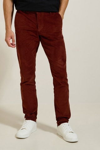 Velours Broek Slim Fit - Bordeauxrood