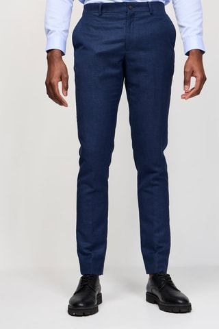 Calças de fato em linho - Azul