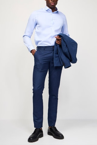 Calças de fato em linho - Azul