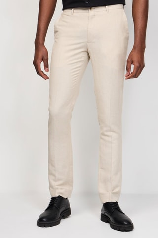 Calças de fato em linho - Bege