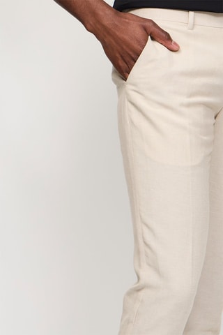 Calças de fato em linho - Bege