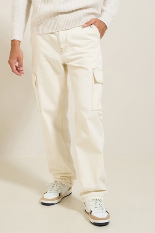 Jeans Cargobroek Loose Fit - Ecru