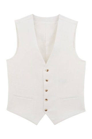 Colete de fato slim em linho - Branco