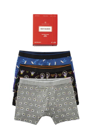 3 Biologisch Katoenen Boxers - Gemêleerd Grijs en Zwart