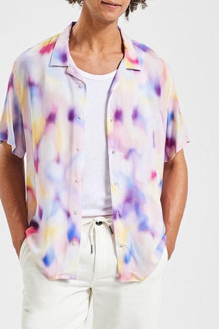 Overhemd Regular Fit Tie and Dye - Lichtblauw en Paars