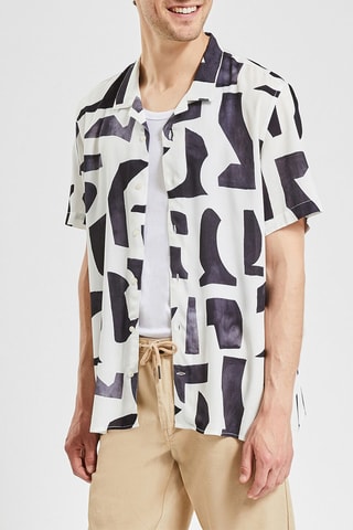 Overhemd Regular Fit - Zwart en Ecru