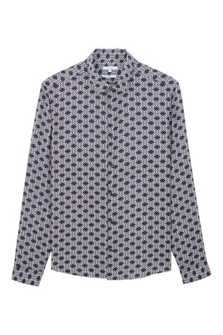 Overhemd Regular Fit - Marineblauw en Wit