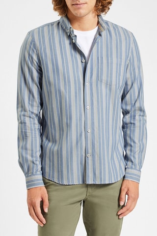 Biologisch Katoenen Overhemd Slim Fit - Hemelsblauw en Grijs