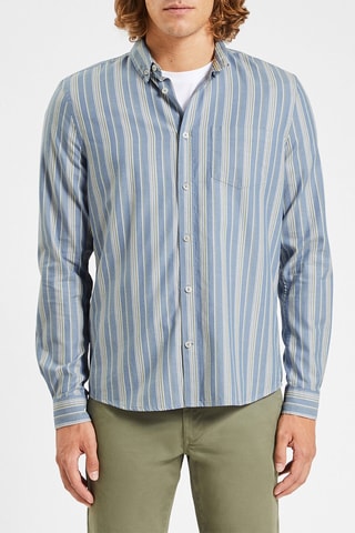 Biologisch Katoenen Overhemd Slim Fit - Hemelsblauw en Grijs