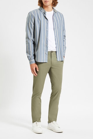 Biologisch Katoenen Overhemd Slim Fit - Hemelsblauw en Grijs