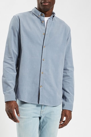 Velours Overhemd Regular Fit - Hemelsblauw