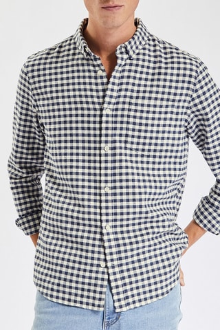 Overhemd Regular Fit - Marineblauw en Wit