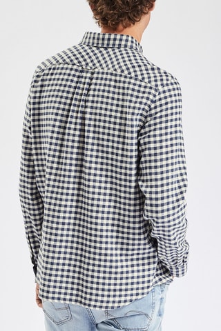 Overhemd Regular Fit - Marineblauw en Wit