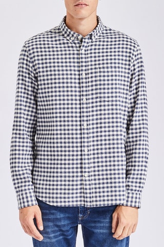 Overhemd Regular Fit - Marineblauw en Wit