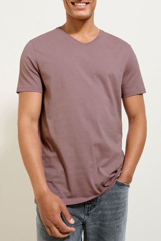 Biologisch Katoenen T-shirt Slim Fit - Oudroze