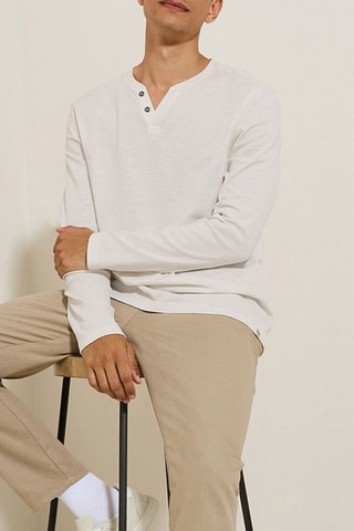 Biologisch Katoenen T-shirt Slim Fit - Ecru