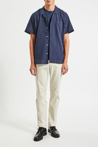 Linnen T-shirt Slim Fit - Gemêleerd Donkerblauw