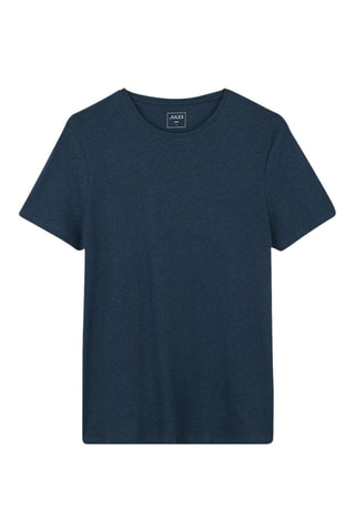 Linnen T-shirt Slim Fit - Gemêleerd Donkerblauw