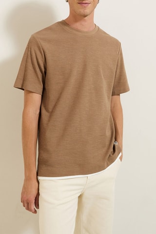 T-shirt relaxed - Camel mesclado