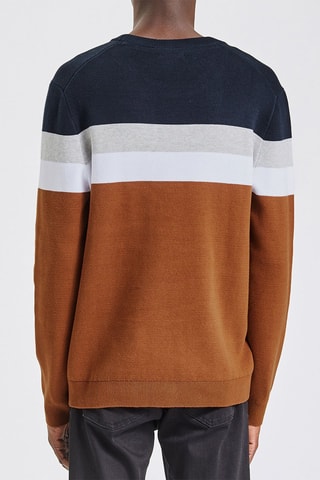 Sweater - Marineblauw en Camel