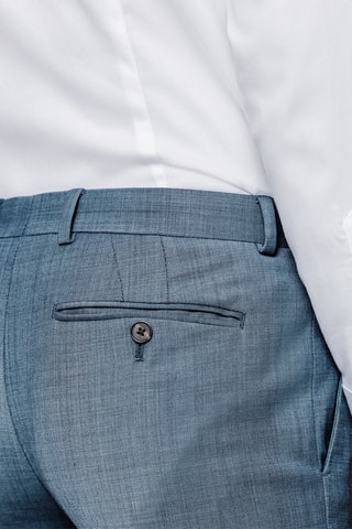 Calças de fato direitas em lã - Azul