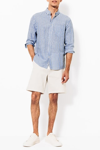 Linnen Overhemd Regular - Kobaltblauw