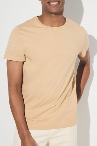 Biologisch Katoenen T-shirt Slim Fit - Beige