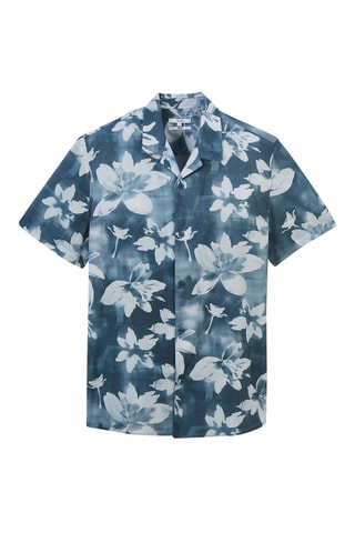 Overhemd regular - Nachtblauw en Ecru