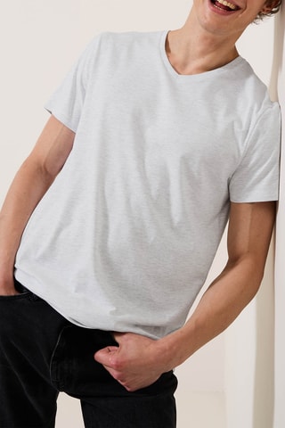 Biologisch Katoenen T-shirt Slim Fit - Lichtgrijs