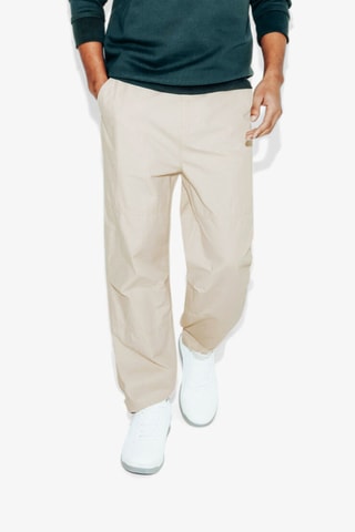 Calças large - Bege-claro