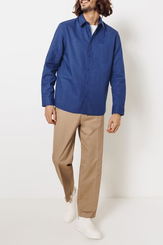 Linnen Overhemd Regular - Koningsblauw