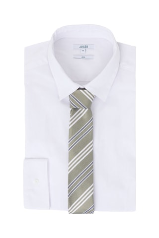 Zijden Stropdas - Kaki en Wit