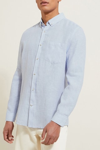 Linnen Overhemd Regular - Blauw