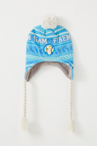 Bonnet péruvien à pompon Sam le pompier   - Bleu