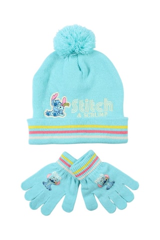 Bonnet à pompon et Gants Stitch Lilo et Stitch Disney  - Bleu