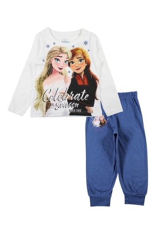 T-shirt et pantalon Elsa et Anna La Reine des Neiges Disney  - Blanc et bleu