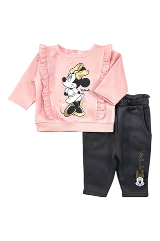 Sweat et pantalon polaires Minnie Disney  - Blanc, noir et rose